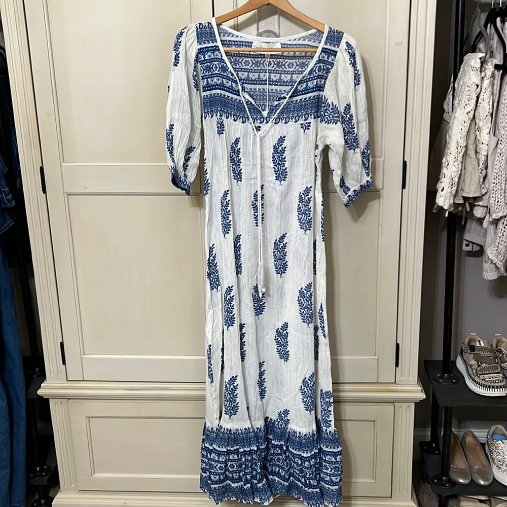 Daughters of India blue and white gauze dress